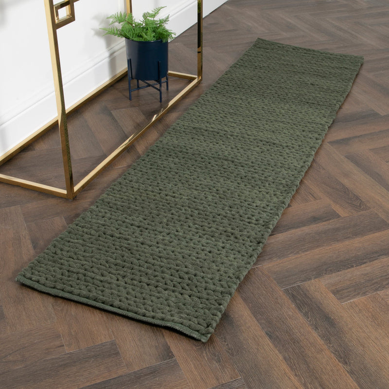 Green Knitted Runner Rug (60 x 230cm)-TrendGoat