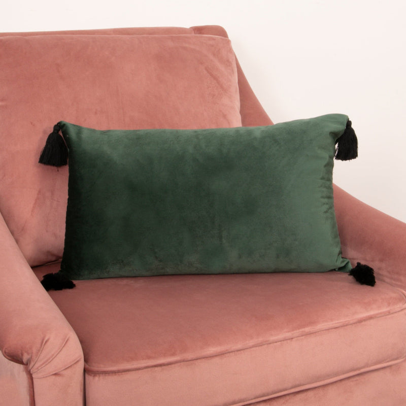 Green Velvet Tassel Boudoir Cushion Cover-TrendGoat