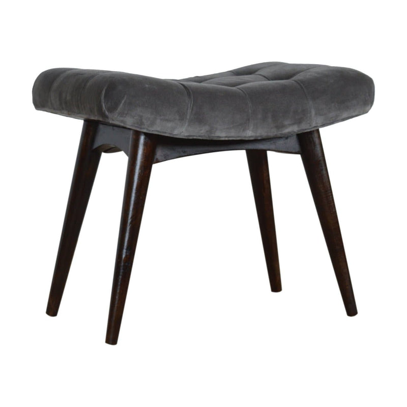 Grey Cotton Velvet Curved Bench-TrendGoat