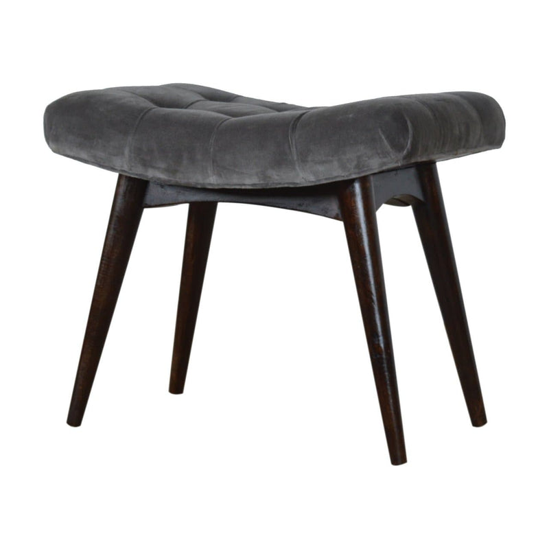 Grey Cotton Velvet Curved Bench-TrendGoat