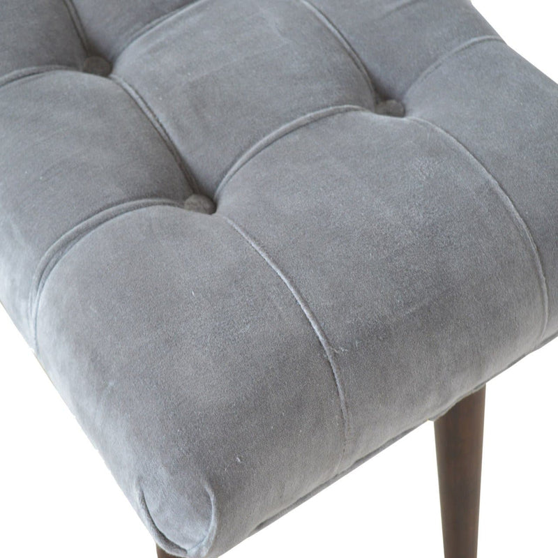 Grey Cotton Velvet Curved Bench-TrendGoat