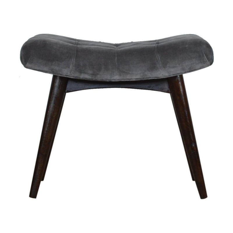 Grey Cotton Velvet Curved Bench-TrendGoat