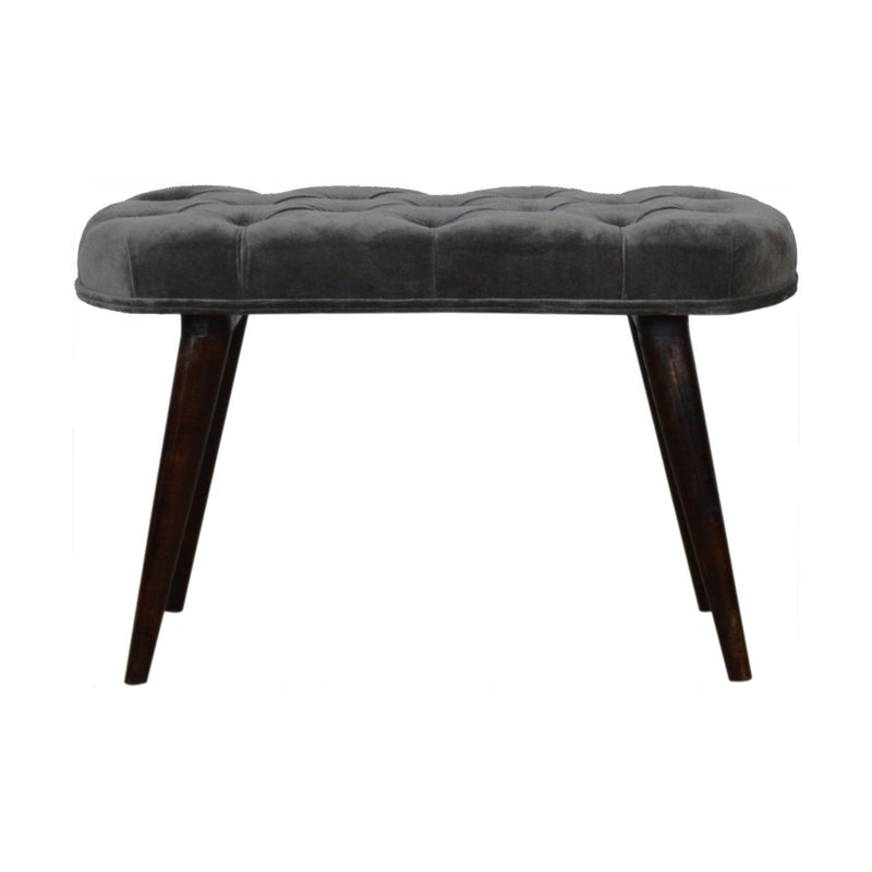 Grey Cotton Velvet Deep Button Bench-TrendGoat