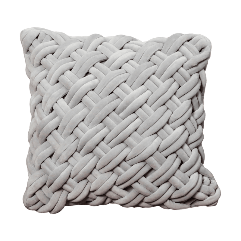 Grey Handknotted Velvet Cushion Cover-TrendGoat