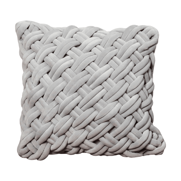 Grey Handknotted Velvet Cushion - Feather Filled-TrendGoat