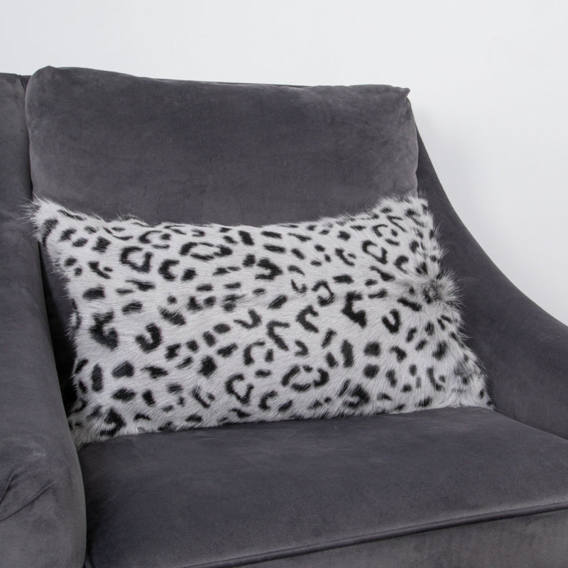 Grey Leopard Goatskin Print Cushion-TrendGoat