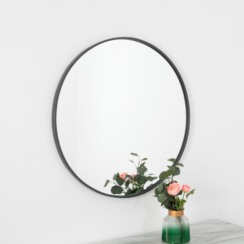 Grey Manhattan Round Mirror-TrendGoat