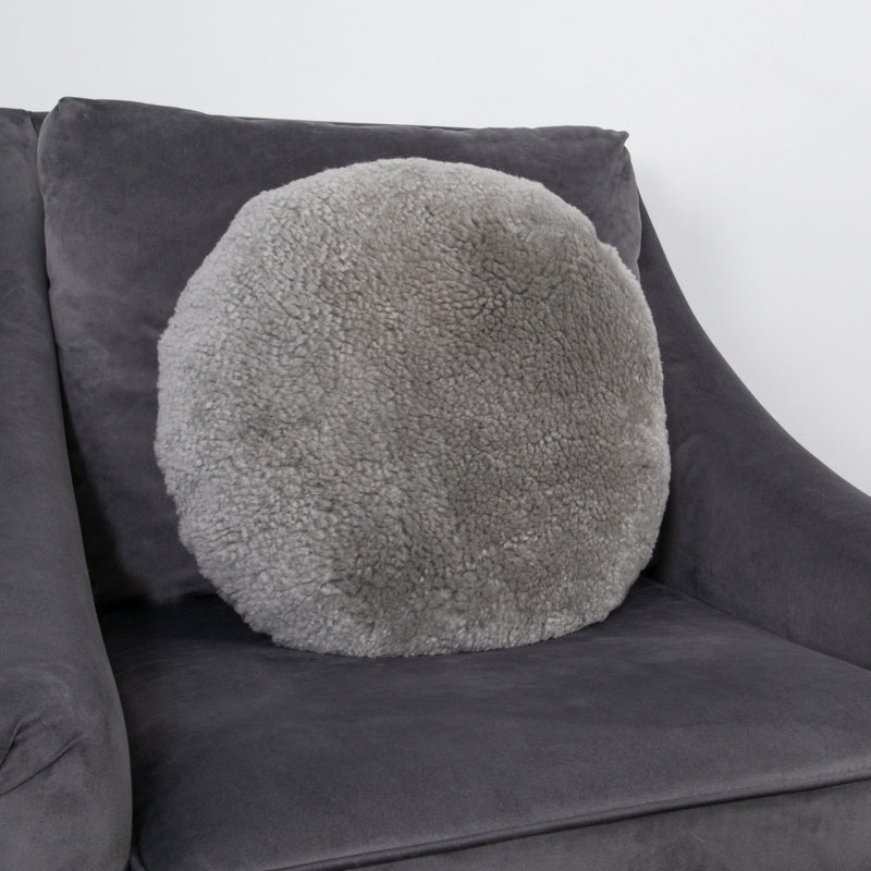 Grey Short Pile Sheepskin Cushion-TrendGoat