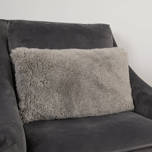 Grey Short Pile Sheepskin Cushion-TrendGoat