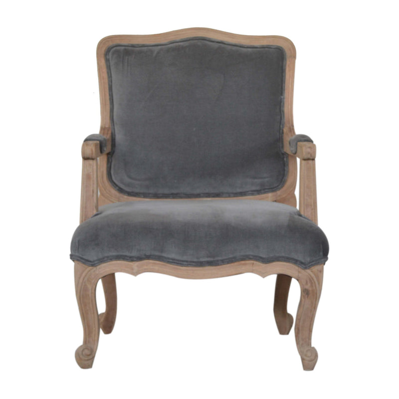 Grey Velvet French Style Chair-TrendGoat