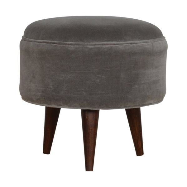 Grey Velvet Nordic Style Footstool-TrendGoat