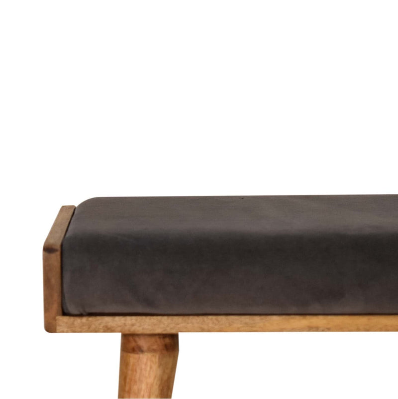 Grey Velvet Tray Style Grey Footstool-TrendGoat