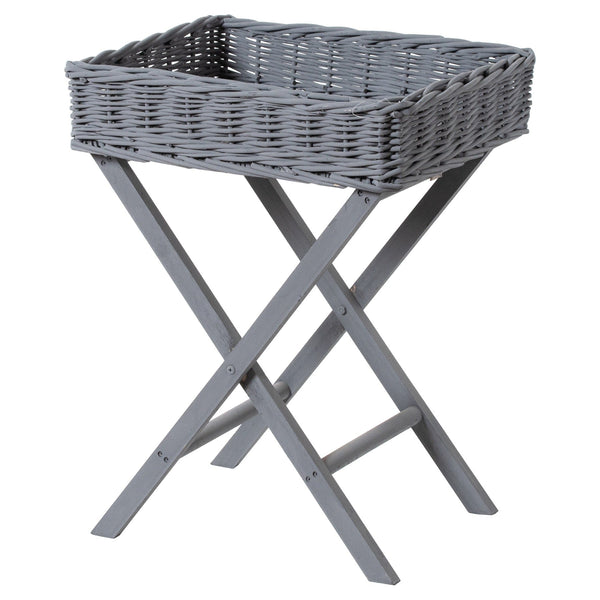 Grey Wicker Basket Butler Tray-TrendGoat