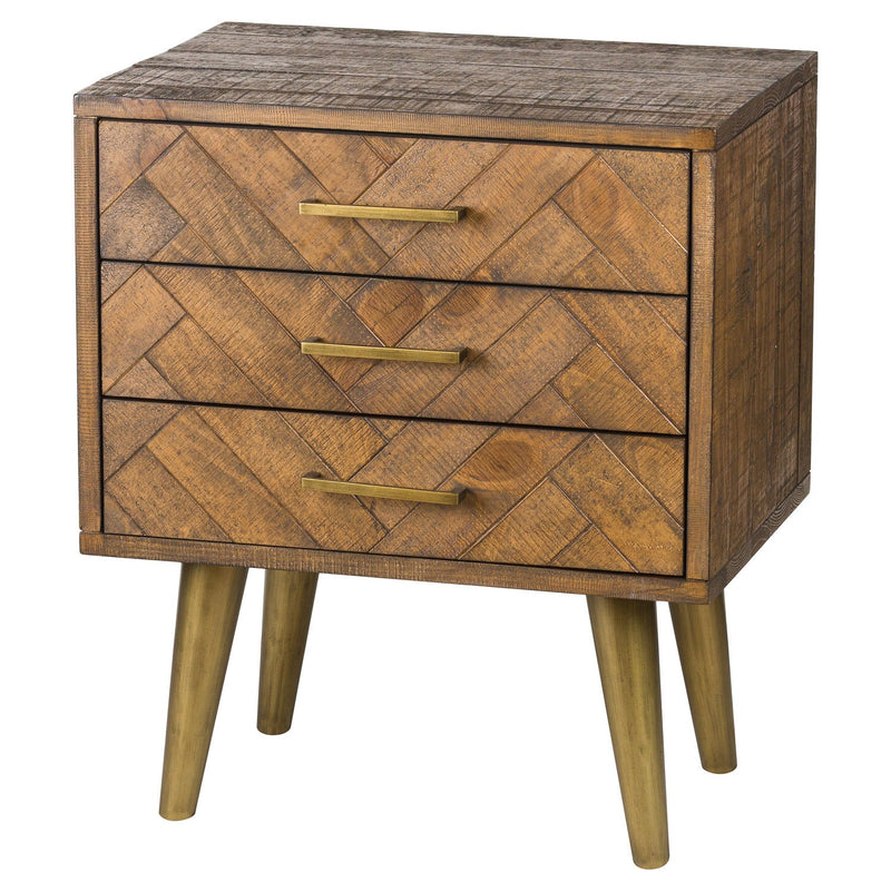 Havana Gold 3 Drawer Bedside Table-TrendGoat