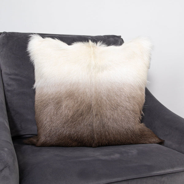 Ivory/Brown Goatskin Ombre Cushion-TrendGoat