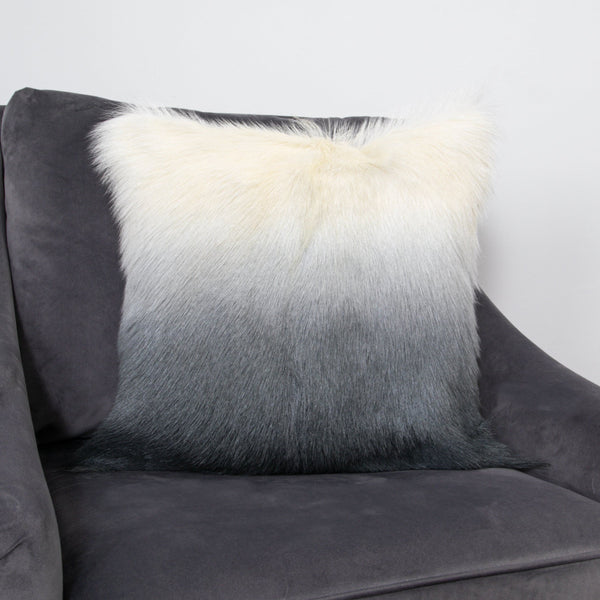 Ivory/Charcoal Goatskin Ombre Cushion-TrendGoat