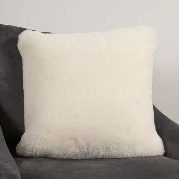 Ivory Short Pile Sheepskin Cushion-TrendGoat