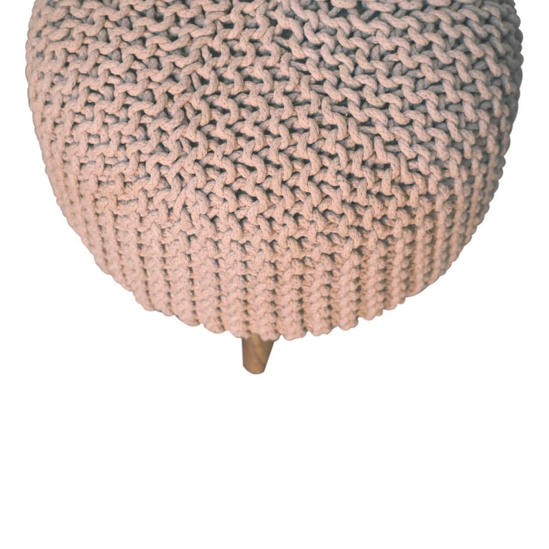 Keeva Beige Round Footstool-TrendGoat