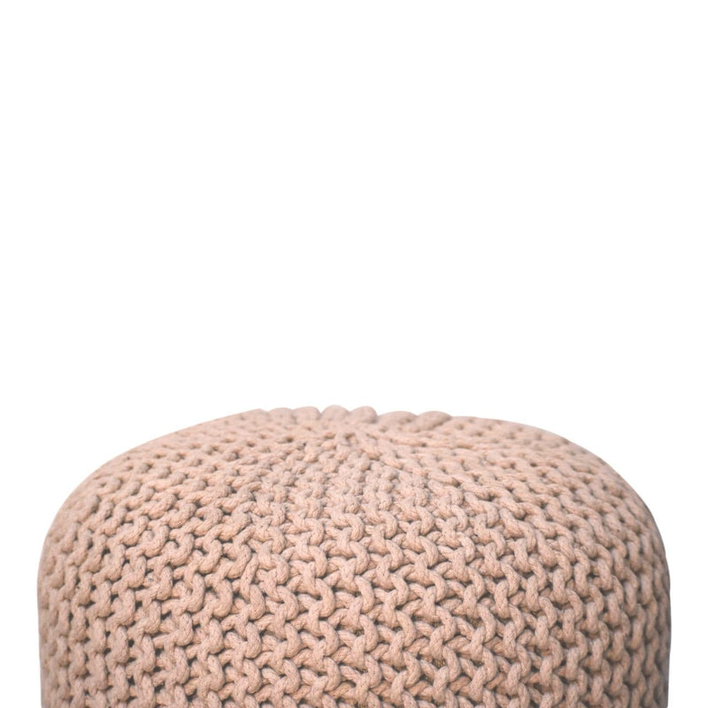 Keeva Beige Round Footstool-TrendGoat