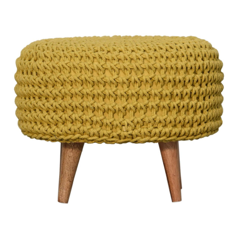 Keeva Mustard Oblong Footstool-TrendGoat