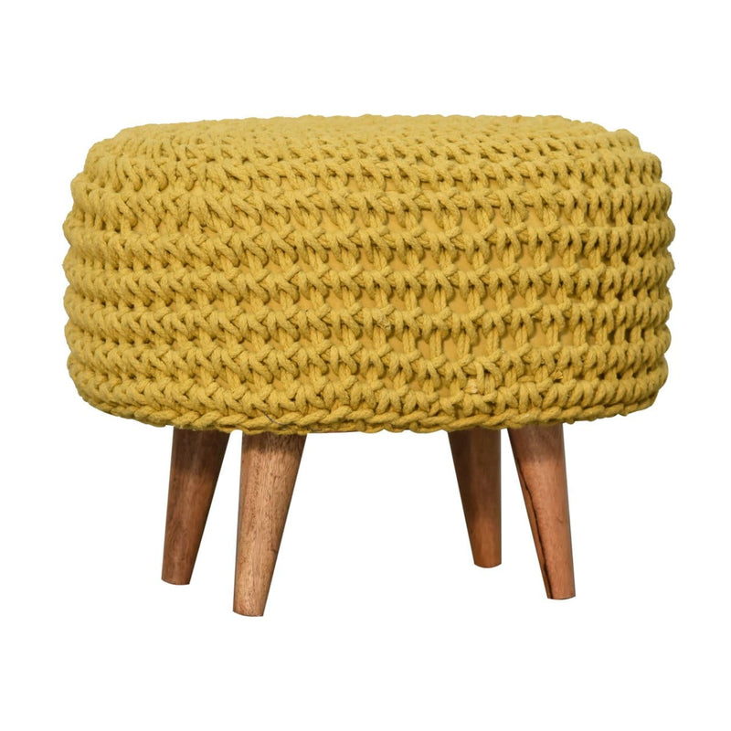 Keeva Mustard Oblong Footstool-TrendGoat