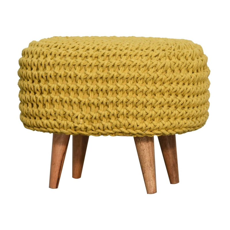 Keeva Mustard Oblong Footstool-TrendGoat