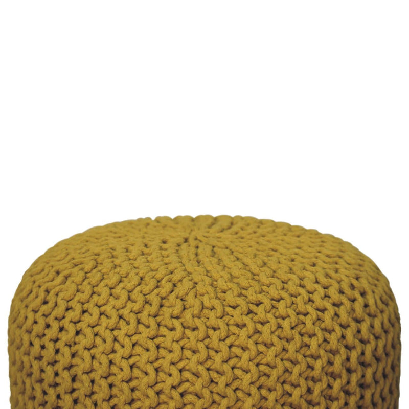 Keeva Mustard Round Footstool-TrendGoat