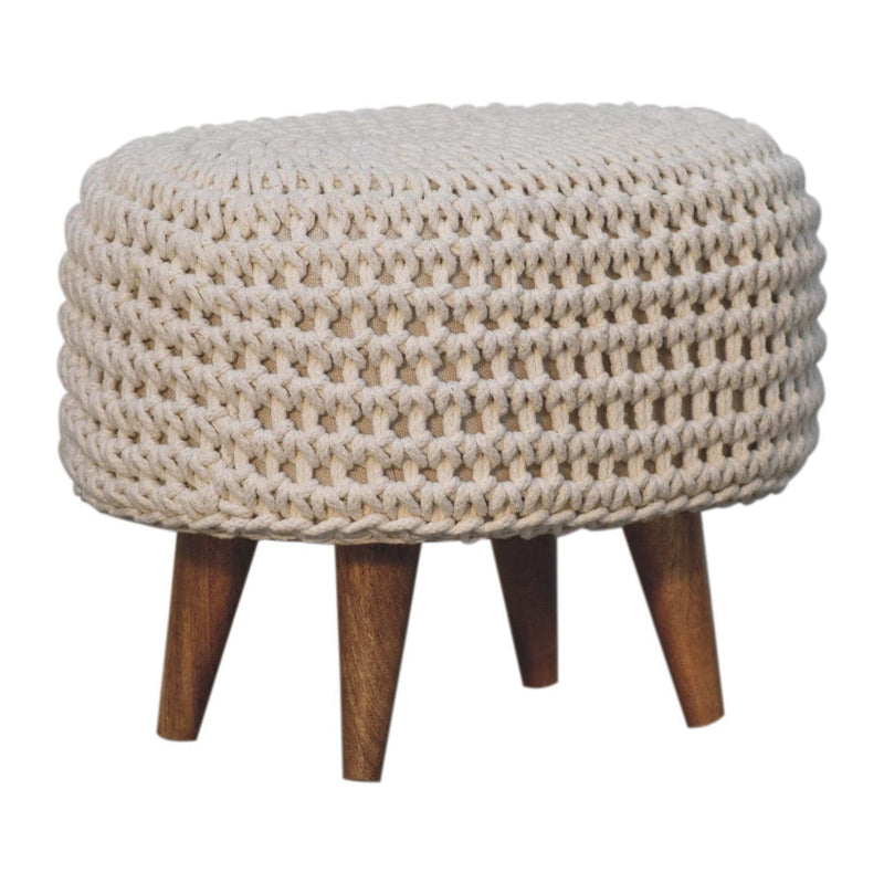 Keeva White Oblong Footstool-TrendGoat