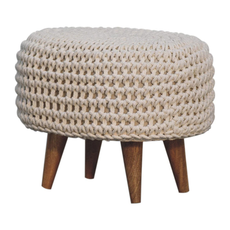 Keeva White Oblong Footstool-TrendGoat