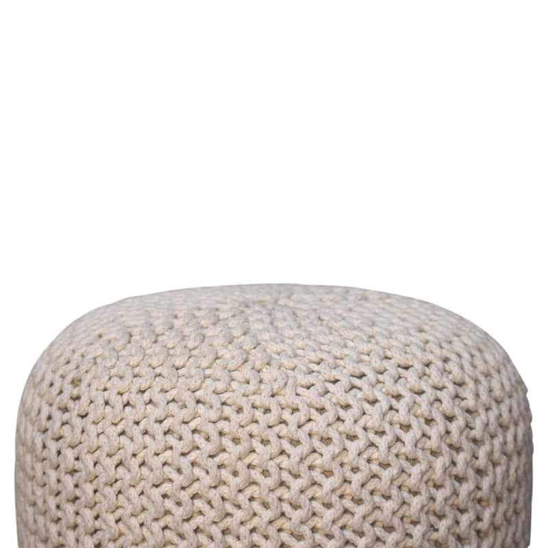 Keeva White Round Footstool-TrendGoat