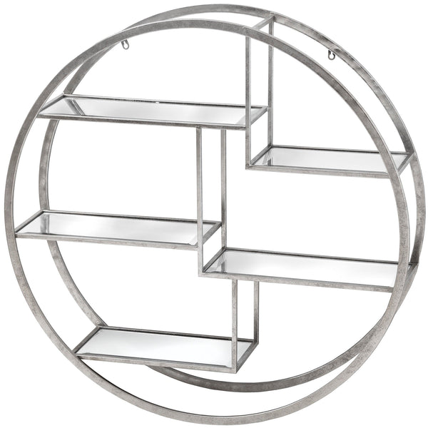 Large Circular Silver Wall Hanging Multi Shelf-TrendGoat