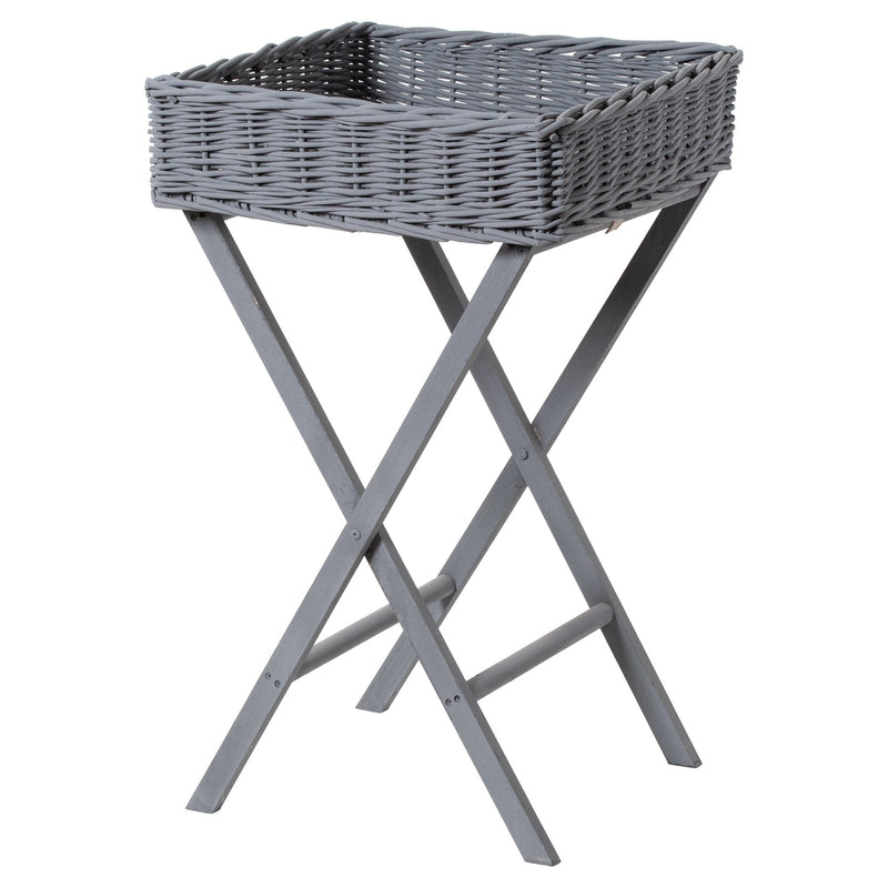 Large Grey Wicker Basket Butler Tray-TrendGoat