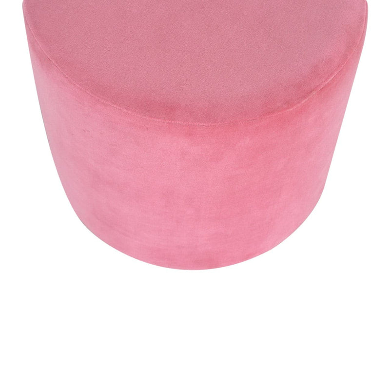 Large Pink Velvet Footstool with Gold Base-TrendGoat