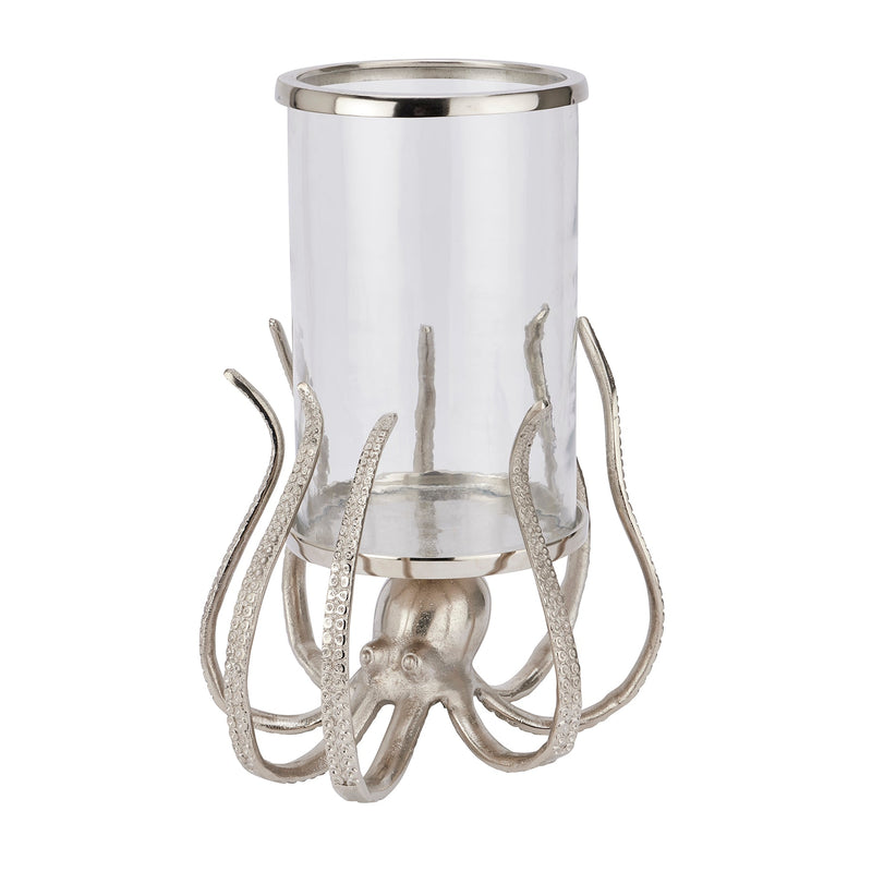 Large Silver Octopus Candle Hurricane Lantern-TrendGoat