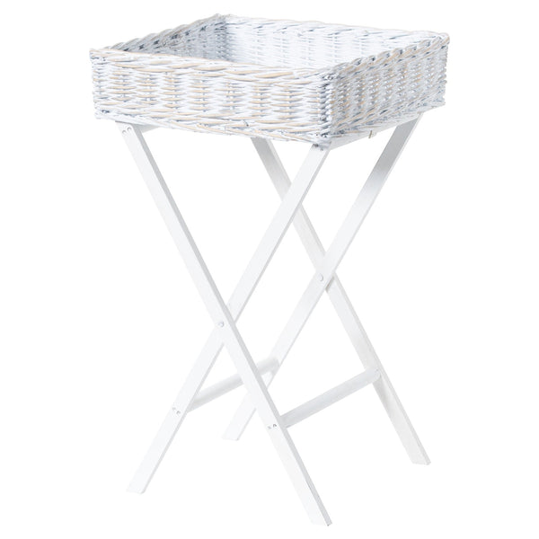 Large White Wash Wicker Basket Butler Tray-TrendGoat