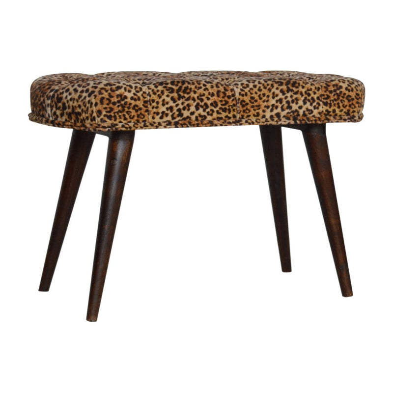 Leopard Print Deep Button Bench-TrendGoat