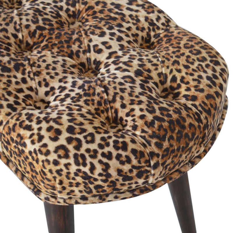 Leopard Print Deep Button Bench-TrendGoat