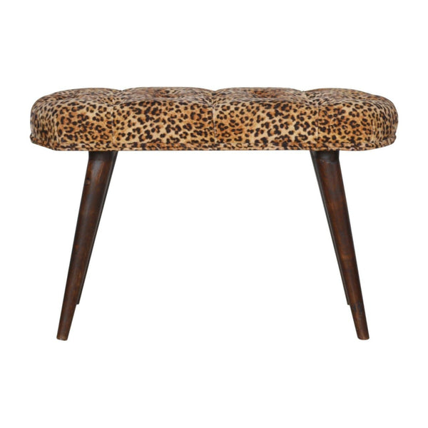 Leopard Print Deep Button Bench-TrendGoat