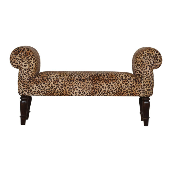 Leopard Print Velvet Bench-TrendGoat