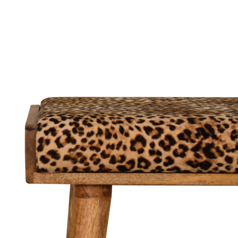 Leopard Velvet Tray Style Footstool-TrendGoat