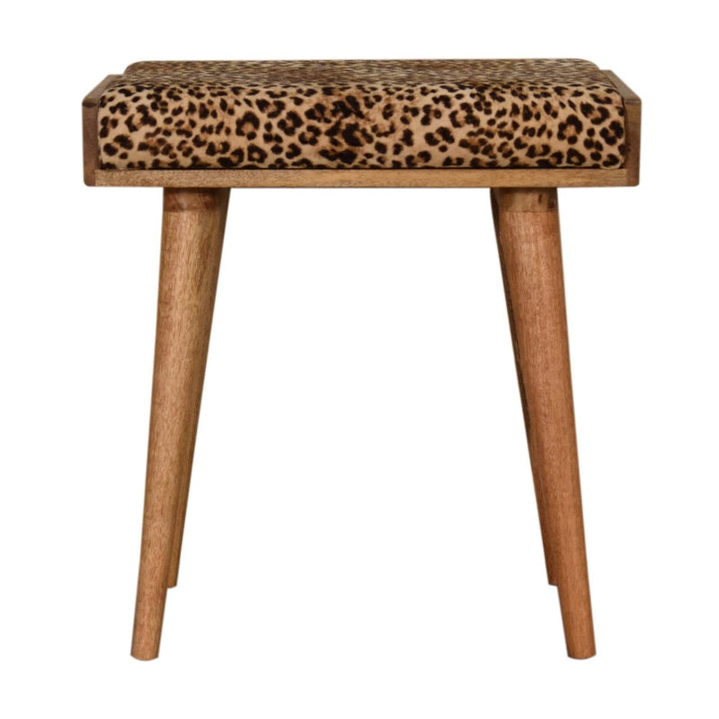 Leopard Velvet Tray Style Footstool-TrendGoat