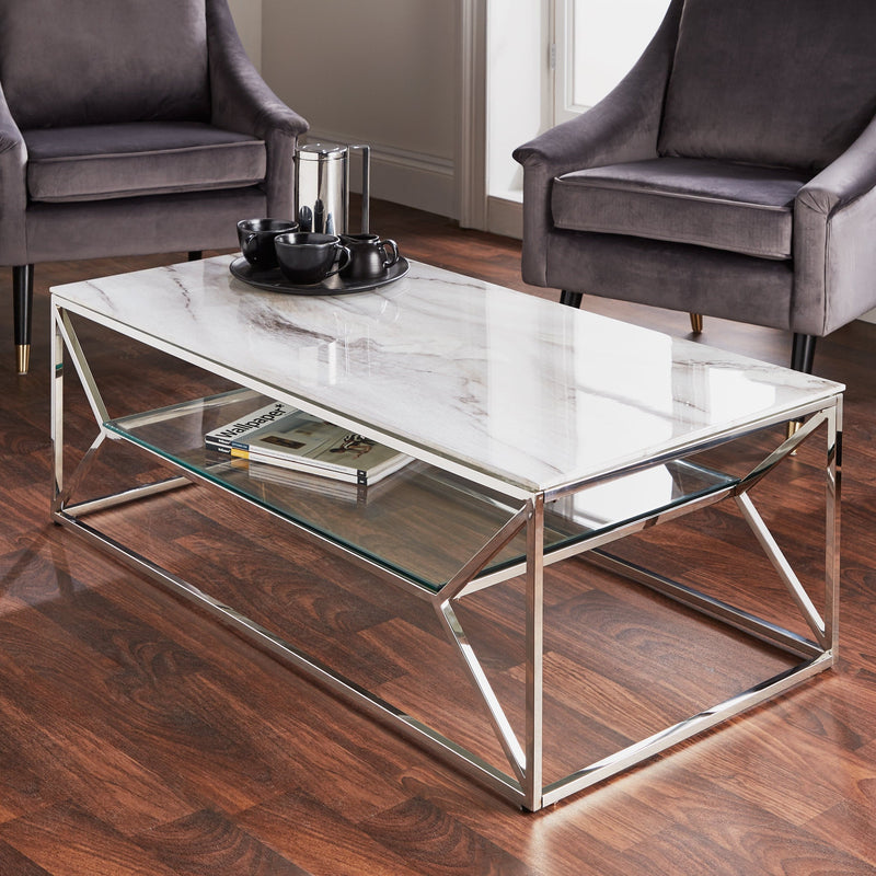 Marble Glass Coffee Table-TrendGoat