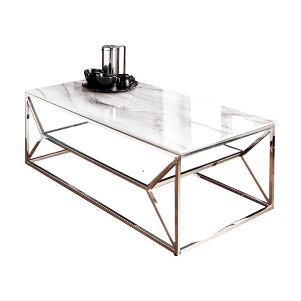 Marble Glass Coffee Table-TrendGoat