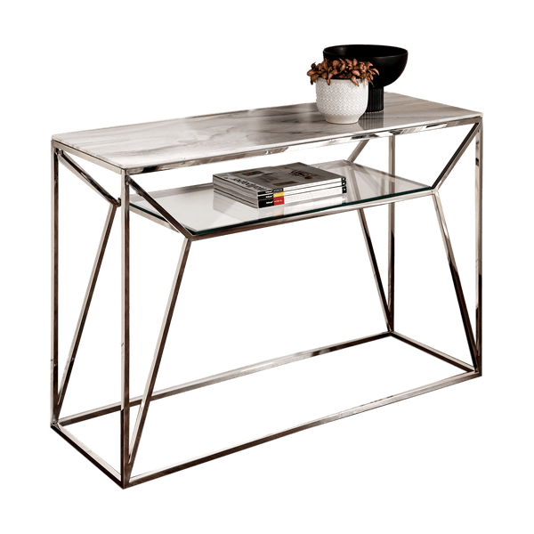 Marble Glass Console Table-TrendGoat