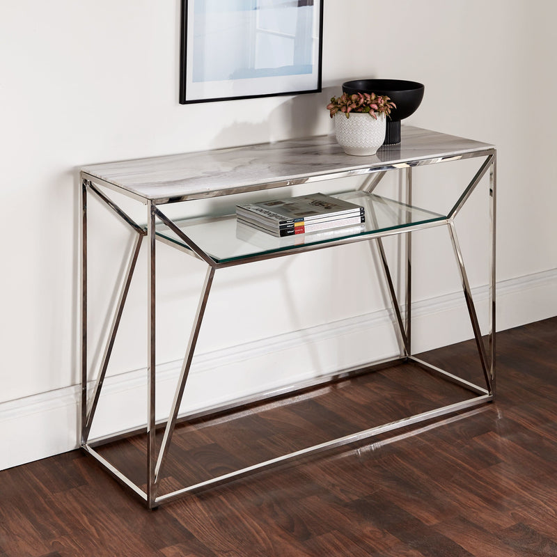 Marble Glass Console Table-TrendGoat