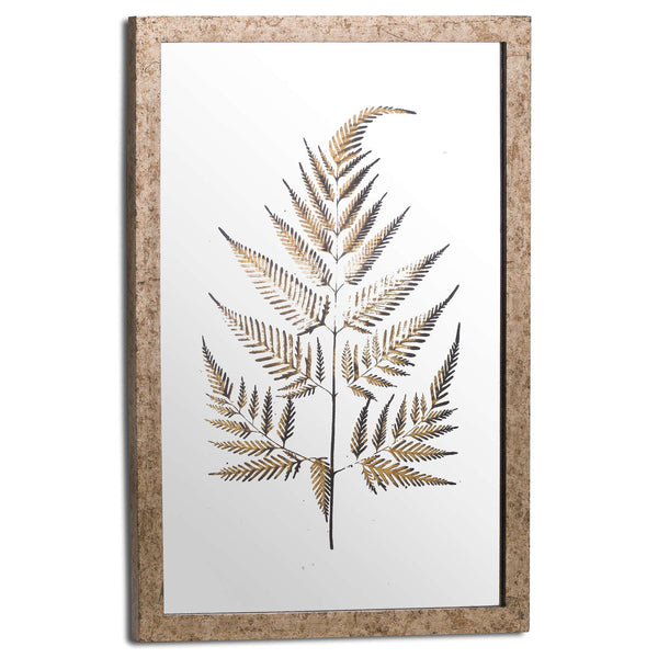 Metallic Mirrored Brass Fern Wall Art-TrendGoat