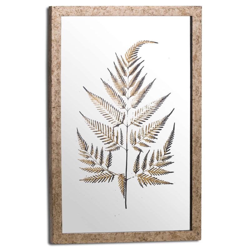 Metallic Mirrored Brass Fern Wall Art-TrendGoat