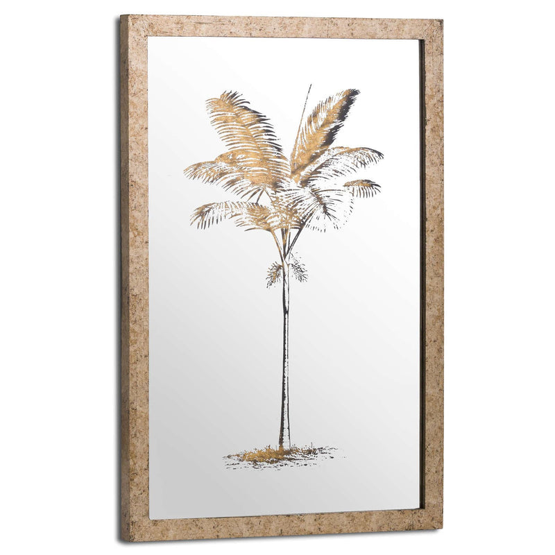 Metallic Mirrored Brass Palm Wall Art-TrendGoat