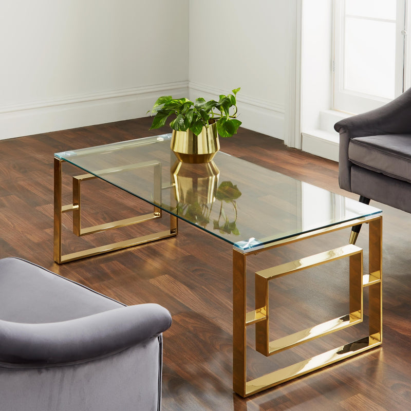 Milano Golden Plated Coffee Table-TrendGoat