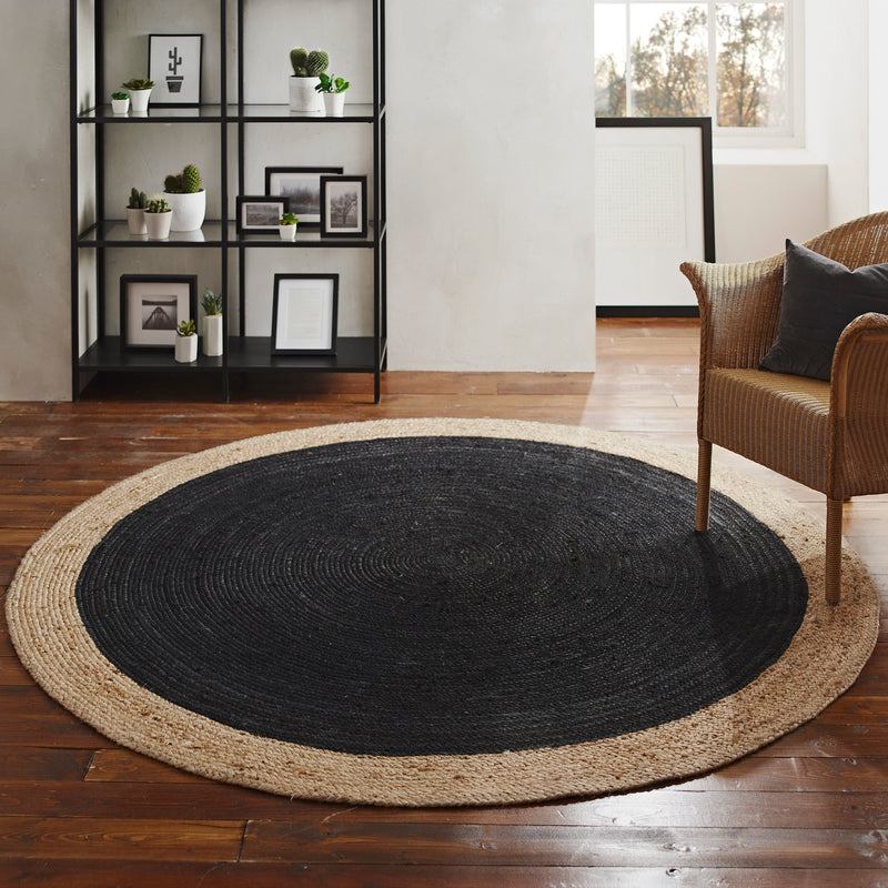 Milano Soft Jute Rug with Charcoal Centre-TrendGoat